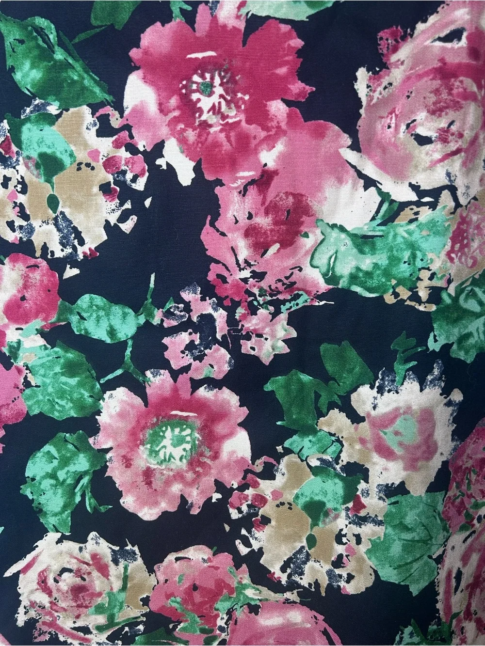 Talbots Floral Pencil Skirt Size 8 Navy Pink Green Career Garden Party